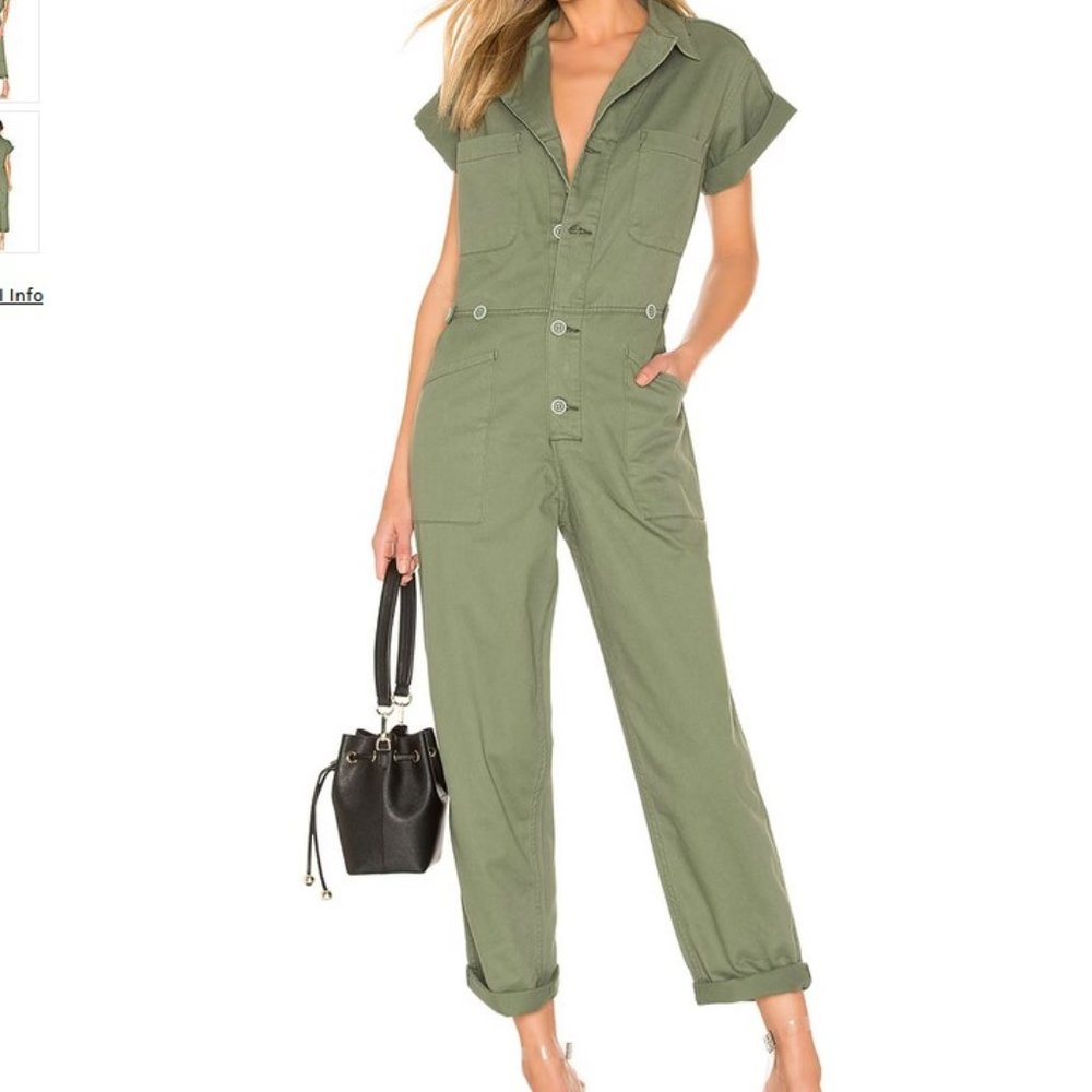 Pistola Army Green Denim Grover Field Jumpsuit